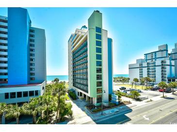 Bright exterior of a condo building with balconies and ocean views at 2310 N Ocean Blvd. # 1107, Myrtle Beach, SC 29577