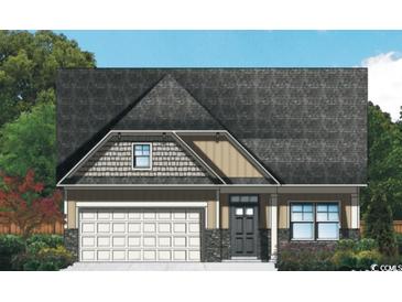 Charming single-story home featuring stone accents, attached garage, and well-manicured landscaping at 1021 Jase Dr., Longs, SC 29568