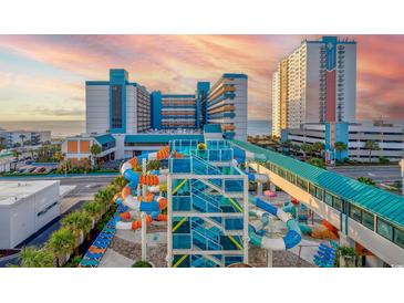A view of Landmark Resort's onsite waterpark and nearby buildings at 1501 Ocean Blvd. S # 242, Myrtle Beach, SC 29577