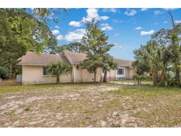 Charming home with a tan exterior, palm trees, and blue sky in a serene setting at 415 42Nd Ave. N, Myrtle Beach, SC 29577