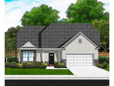 Charming single-story home with stone accents, vinyl siding, and an attached two-car garage at 419 White Willow Way, Longs, SC 29568