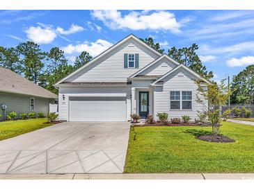 Charming single-Gathering home with a well-manicured lawn, two-car garage, and welcoming front entrance at 520 Cattle Drive Circle, Myrtle Beach, SC 29588