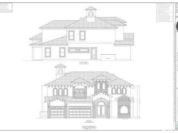 Detailed architectural drawing showcasing the front and side elevations of the home at 212 78Th Ave. N, Myrtle Beach, SC 29572