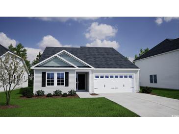 Charming single-story home featuring a two-car garage, well-maintained lawn, and inviting curb appeal at 339 Garden Grove St, Conway, SC 29526