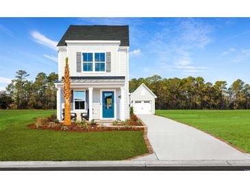 Charming two-story home with a blue front door, nice lawn and separate garage at 2828 Rowyn St., Longs, SC 29568