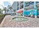 Fun water feature with a mushroom fountain and lounge chairs near hotel at 2301 S Ocean Blvd. # 621, Myrtle Beach, SC 29577
