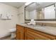 Bathroom with double vanity and granite countertop at 4800 S Ocean Blvd. # 824, North Myrtle Beach, SC 29582