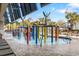 Colorful water park with slides, fountains, and palm trees, perfect for Gathering fun and relaxation in a tropical setting at 2401 S Ocean Blvd. # 1156, Myrtle Beach, SC 29577