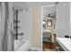 Stylish bathroom with shower/tub combination and decorative tile at 6804 N Ocean Blvd. # 1037, Myrtle Beach, SC 29572