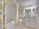 Standard bathroom featuring a tub/shower combination, toilet, and vanity with a granite countertop at 9820 Queensway Blvd. # 501, Myrtle Beach, SC 29572