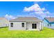 A lush green lawn surrounds the backyard of the home, with windows and sliding glass door at 3035 Deerberry Place, Longs, SC 29568