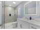 Beautiful bathroom with a glass shower and modern vanity at 514 Vista Dr., Murrells Inlet, SC 29576