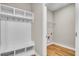 Convenient laundry room with built-in shelving and hanging rod at 301 Broughton Dr., Myrtle Beach, SC 29579