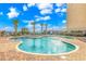 Outdoor swimming pool with blue water, palm trees, and views of the ocean at 1605 S Ocean Blvd. # 410, Myrtle Beach, SC 29577