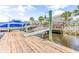 A well-maintained private dock with metal supports provides access to the waterway at 144 Waterway Crossing Ct., Little River, SC 29566