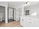 Main bathroom with double vanity and walk-in shower at 1509 Crooked Hook Rd., North Myrtle Beach, SC 29582