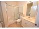 Clean bathroom with shower/tub combo, toilet and vanity at 110 South Shore Blvd. # 202, Longs, SC 29568