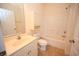 Clean bathroom with shower/tub combo and vanity at 110 South Shore Blvd. # 202, Longs, SC 29568