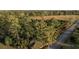 Aerial view of a wooded lot next to a paved road at 1763 St. James Rd., Hemingway, SC 29554