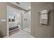 Modern bathroom with shower and bedroom view at 2363 Elowen Ln. # 13F, Longs, SC 29568