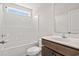 Clean bathroom with a shower/tub combo and a vanity with a mirror at 623 Snowy Owl Way, Conway, SC 29527