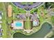 Aerial view of the community amenities including pools, playgrounds and a volleyball court surrounded by lush landscaping at 3681 White Wing Circle, Myrtle Beach, SC 29579