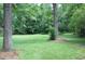 Large backyard with lush green grass and trees at 5632 Main St., Loris, SC 29569