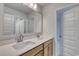 Modern bathroom with a double vanity and large mirror at 308 Happy Valley Dr., Myrtle Beach, SC 29588