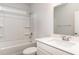Clean bathroom with a shower-tub combo, white vanity, and chrome fixtures at 368 Clear Lake Dr., Conway, SC 29526
