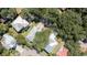 Aerial view of a neighborhood showcasing home exteriors and mature trees in a planned community at 590 Collins Ave., Murrells Inlet, SC 29576