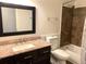 Clean bathroom, featuring a shower/tub combo and granite countertops at 105 Willow Ridge Rd., Myrtle Beach, SC 29588