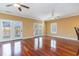 Bright living room with hardwood floors and access to a deck overlooking the water at 1335 Hidden Harbor Rd., Myrtle Beach, SC 29577