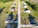Aerial view of homesites in a planned community featuring green spaces and tree coverage at 104 Infinity Ln., Loris, SC 29569