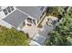 An aerial view shows a meticulously designed patio with a hot tub and outdoor seating area at 405 N Highland Way, Myrtle Beach, SC 29572