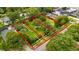 Aerial view of the property showing approximate dimensions and boundaries of the three available lots at 409 N Highland Way, Myrtle Beach, SC 29572
