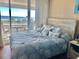 Bedroom with ocean view and queen bed at 9840 Queensway Blvd. # 330, Myrtle Beach, SC 29572