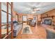 Spacious living room features a brick fireplace and wood floors at 1861 Jenerette St., Mullins, SC 29574