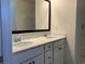 Bathroom with double sink vanity with large framed mirror and a separate shower at 2275 King Farm Rd., Aynor, SC 29511