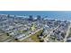 Aerial view of coastal community, showcasing proximity to the ocean and water tower at 404 32Nd Ave. N, North Myrtle Beach, SC 29582