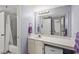Clean bathroom with double vanity, shower, and bathtub at 2500 N Ocean Blvd. # 616, North Myrtle Beach, SC 29582