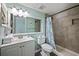 Compact bathroom with updated vanity, a shower-tub combination, and classic fixtures at 501 Maison Dr. # B10, Myrtle Beach, SC 29572
