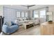Comfortable loft area featuring a plush sectional sofa, blue walls, hardwood floors, and plenty of natural light at 512 9Th Ave. S, North Myrtle Beach, SC 29582