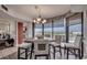 Charming dining room featuring a modern table, bench seating, and an elegant chandelier at 9650 Shore Dr. # 1805, Myrtle Beach, SC 29572