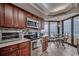 Modern kitchen features granite countertops, stainless steel appliances, and ocean view at 9650 Shore Dr. # 1805, Myrtle Beach, SC 29572