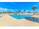 Large community pool surrounded by lounge chairs and palm trees with a clear blue sky at 6001 - N21 S Kings Hwy., Myrtle Beach, SC 29575