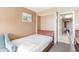 Bedroom with full bed and easy access to dining, living, and kitchen at 1501 South Ocean Blvd. # 644, Myrtle Beach, SC 29577