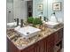 Bathroom with granite-topped double vanity and square sinks at 1612 Edge Dr., North Myrtle Beach, SC 29582