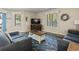 Cozy living room featuring comfortable seating, a decorative wreath, and a television at 2805 N Ocean Blvd. # 214, Myrtle Beach, SC 29577