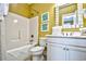 Bathroom with white cabinets, white toilet and shower/tub combo at 4808 Cantor Ct., North Myrtle Beach, SC 29582