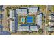 Aerial view of the community featuring two tennis courts and a swimming pool at 212 2Nd Ave. N # 364, North Myrtle Beach, SC 29582